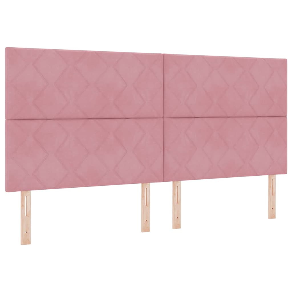 Headboard Wall-mounted Geometric Manual Pink 200 cm Velvet